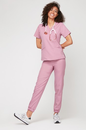 Spodnie medyczne joggery - liliowy róż